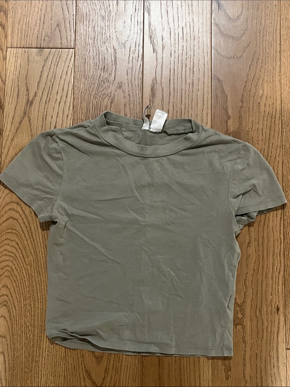 H&M Olive Green Cropped Crewneck Tee
